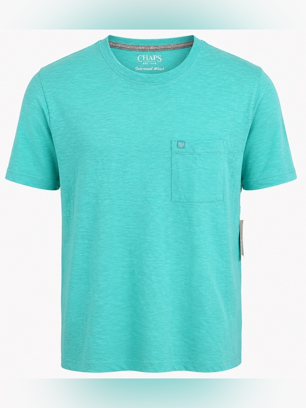 Chaps Men’s Chest Pocket T Shirt Medium Pool Blue Slub Knit Short Sleeve NWT